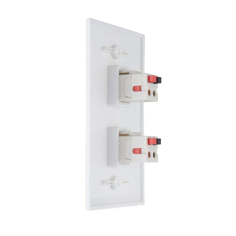 TENINYU 2-Port Speaker Jack Module Keystone Single Gang Wall Plate for Home Theater - White - Image 4